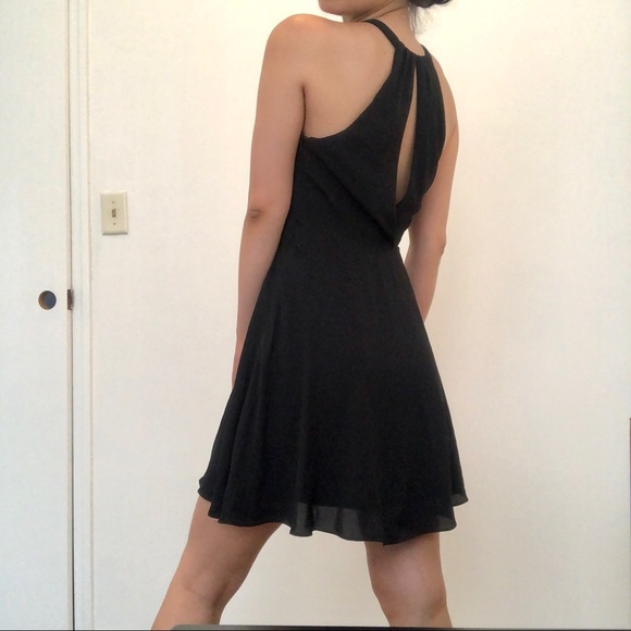 Express Halter Neck Open Back Black Dress - Picture 2 of 4